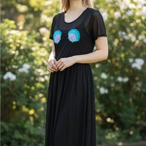 Iron Fist Mermaid For Life Black Sheer Mesh Shell Dress